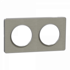 Odace Touch - plaque 2 postes horiz/ver 71mm Kvadrat perle avec liseré aluminium