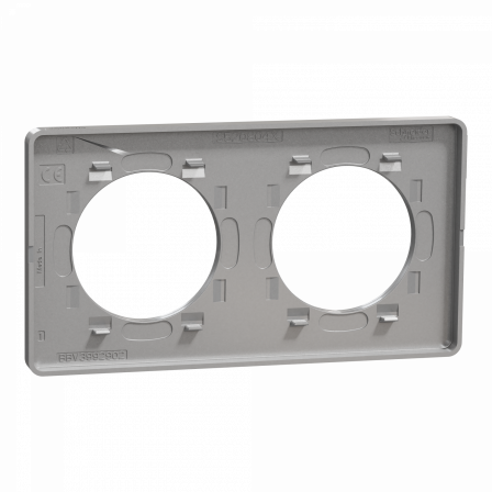 Odace Touch - plaque 2 postes horiz/ver 71mm Kvadrat perle avec liseré aluminium