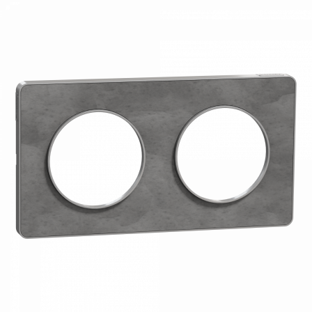 Odace Touch - plaque 2 postes horiz/ver 71mm ardoise avec liseré aluminium