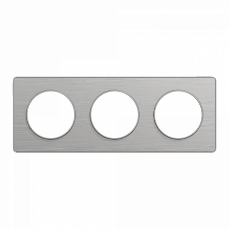 Odace Touch - plaque 3 postes horiz/vert 71mm aluminium brossé avec liseré alu