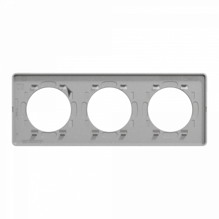 Odace Touch - plaque 3 postes horiz/ver 71mm Kvadrat ombre avec liseré aluminium