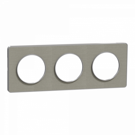 Odace Touch - plaque 3 postes horiz/ver 71mm Kvadrat perle avec liseré aluminium