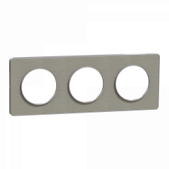 Odace Touch - plaque 3 postes horiz/ver 71mm Kvadrat perle avec liseré aluminium