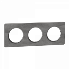 Odace Touch - plaque 3 postes horiz/ver 71mm ardoise avec liseré aluminium