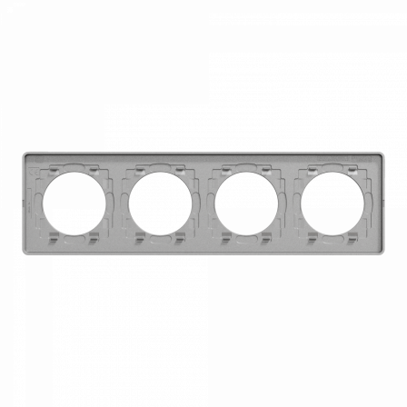Odace Touch - plaque 4 postes horiz/ver 71mm ardoise avec liseré aluminium