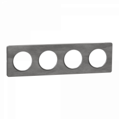 Odace Touch - plaque 4 postes horiz/ver 71mm ardoise avec liseré aluminium