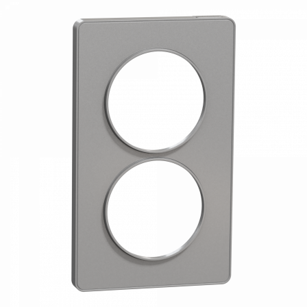 Odace Touch -  plaque 2 postes verticaux entraxe 57mm aluminium