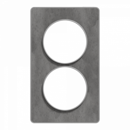 Odace Touch - plaque 2 postes verticaux 57mm ardoise avec liseré aluminium