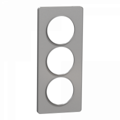 Odace Touch - plaque 3 postes verticaux entraxe 57mm aluminium