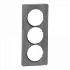 Odace Touch - plaque 3 postes verticaux 57mm ardoise avec liseré aluminium