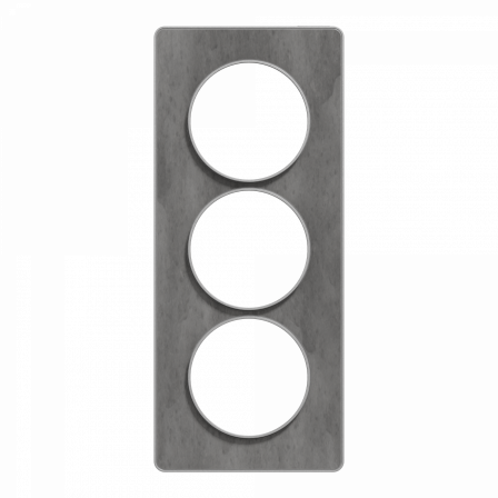 Odace Touch - plaque 3 postes verticaux 57mm ardoise avec liseré aluminium