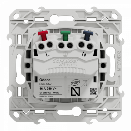 Odace - prise de courant 2P+T affleurante - anthracite - connexion rapide