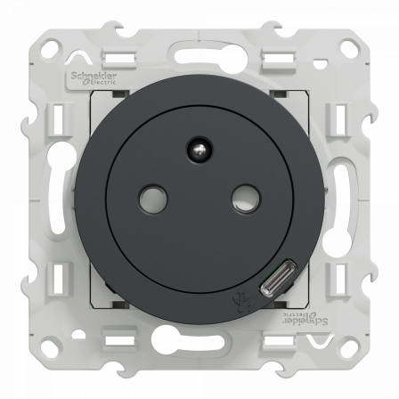 Odace - Prise affleurante + usb C10.5W - anthracite