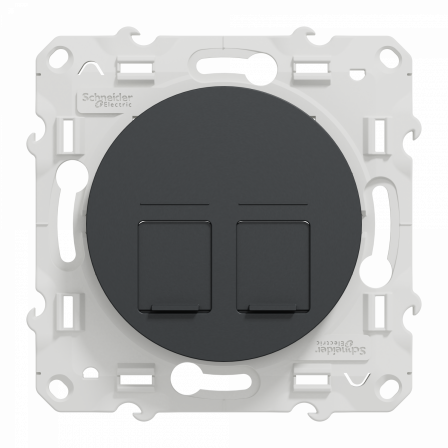 Odace - prise double RJ45 - anthracite - sans connecteur (empreinte Infraplus)