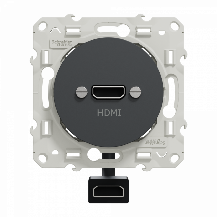 Odace - prise HDMI type A - anthracite - prise femelle / câble femelle arrière