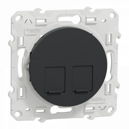 Odace - prise double RJ45 cat.6 UTP - grade 1 à 2 (tél. + inf.) - à vis - anth