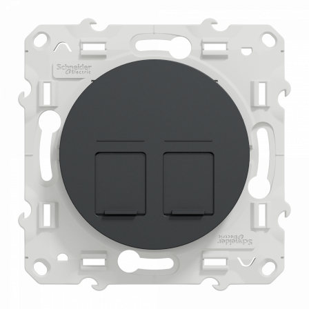 Odace - prise double RJ45 cat.6 UTP - grade 1 à 2 (tél. + inf.) - à vis - anth