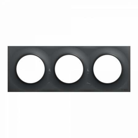 Odace Styl - plaque 3 postes horizontaux ou verticaux entraxe 71mm anthracite