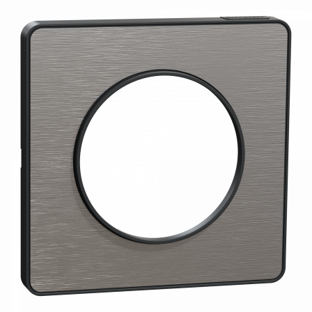 Odace Touch - plaque 1 poste aluminium brossé avec liseré anthracite