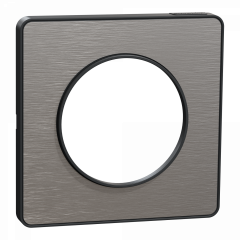 Odace Touch - plaque 1 poste aluminium brossé avec liseré anthracite