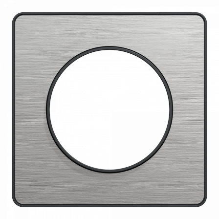 Odace Touch - plaque 1 poste aluminium brossé avec liseré anthracite