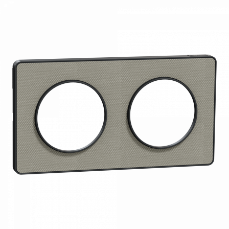 Odace Touch - plaque 2 postes hor/ver 71mm Kvadrat perle avec liseré anthracite