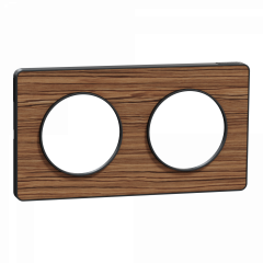 Odace Touch - plaque 2 postes horiz/ver 71mm bois zebrano avec liseré anthracite