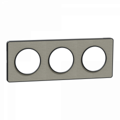 Odace Touch - plaque 3 postes hor/ver 71mm Kvadrat perle avec liseré anthracite