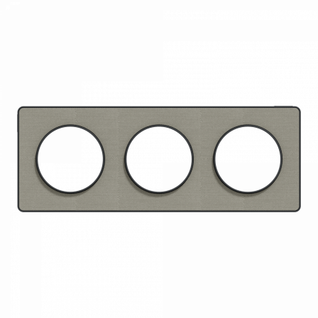 Odace Touch - plaque 3 postes hor/ver 71mm Kvadrat perle avec liseré anthracite