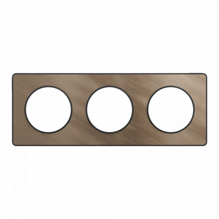 Odace Touch - plaque 3 postes horiz/vert 71mm bronze brossé avec liseré anth