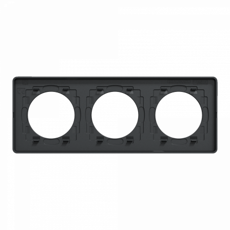 Odace Touch - plaque 3 postes horiz/ver 71mm bois zebrano avec liseré anthracite