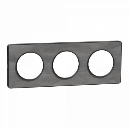 Odace Touch - plaque 3 postes horiz/ver 71mm ardoise avec liseré anthracite