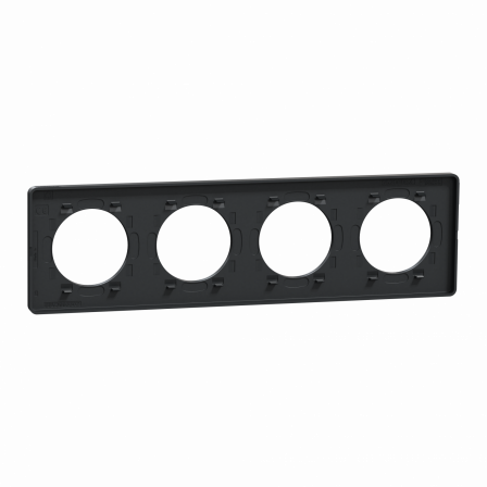 Odace Touch - plaque 4 postes horiz/vert 71mm aluminium brossé avec liseré anth