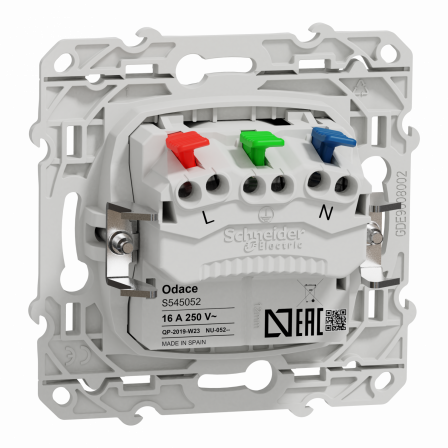 Odace - prise de courant 2P+T affleurante - anthracite -avec griffes