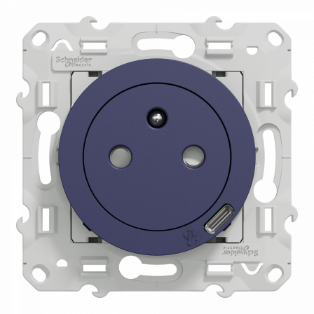 Odace - prise affleurante + USB C - 10,5W - cobalt