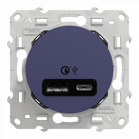 Odace - prise USB double - charge rapide - type A+C - cobalt - 18W - 3,4A