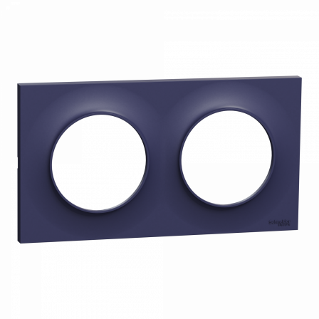 Odace Styl - plaque 2 postes horizontaux ou verticaux entraxe 71mm bleu cobalt