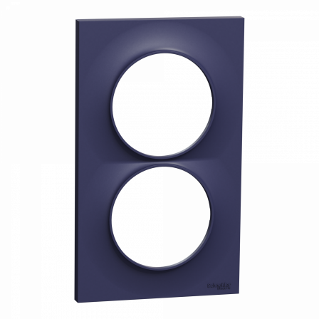 Odace Styl -  plaque 2 postes verticaux entraxe 57mm bleu cobalt