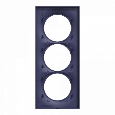 Odace Styl - plaque 3 postes verticaux entraxe 57mm bleu cobalt