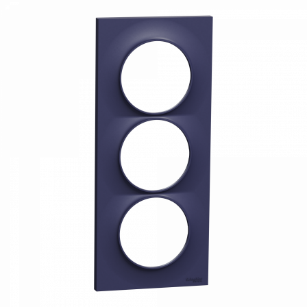 Odace Styl - plaque 3 postes verticaux entraxe 57mm bleu cobalt