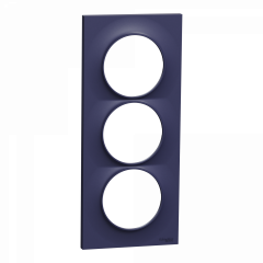 Odace Styl -  plaque 3 postes verticaux entraxe 57mm bleu cobalt