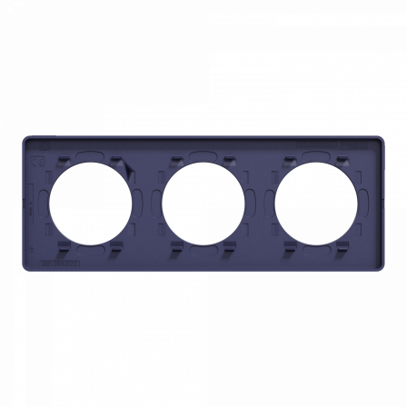 Odace Touch - plaque 3 postes horiz/ver 71mm Kvadrat roi avec liseré bleu cobalt