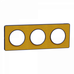 Odace Touch - plaque 3 postes hor/ver 71mm Kvadrat ocre avec liseré bleu cobalt