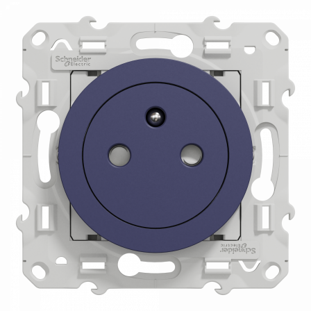 Odace - prise de courant 2P+T affleurante - cobalt - griffes montées