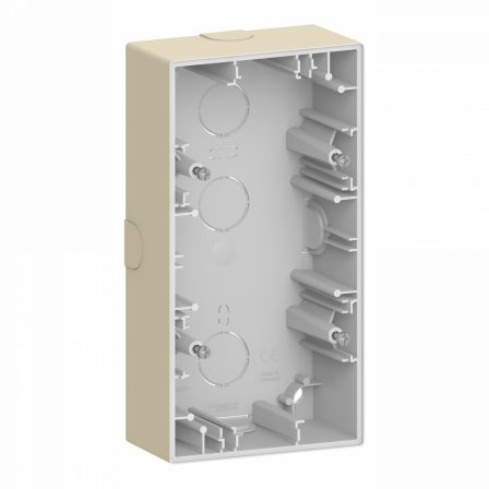 D-Life - boite pour montage saillie - blanc sable - 2 postes