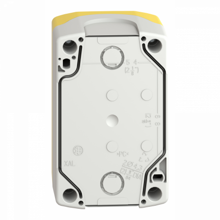 Harmony boite - 2 trous - couvercle jaune - fond gris clair