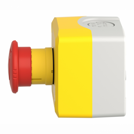 Harmony XAL - boite jaune arrêt urgence rouge - pousser tourner - 1F+1O - Ø40