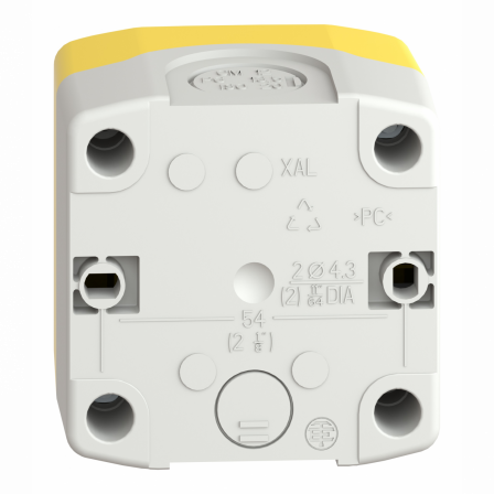 Harmony XAL - boite jaune arrêt urgence rouge - pousser tourner - 1F+1O - Ø40