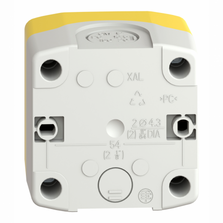 Harmony XAL - boite jaune arrêt urgence rouge - pouss tourner à clé - 2O - Ø40