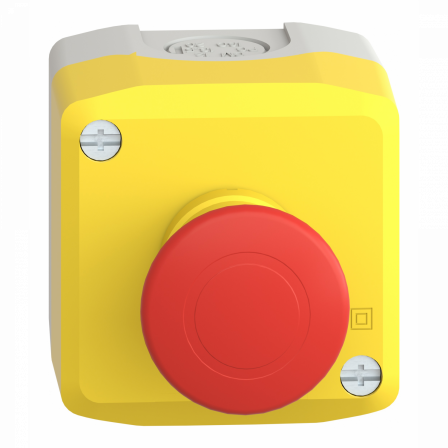 Harmony boite jaune - 1 arrêt d'urgence rouge Ø40 pousser-tirer - 1O